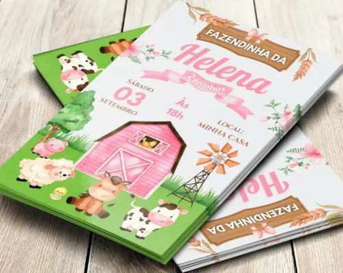 Convite Digital Fazendinha Rosa