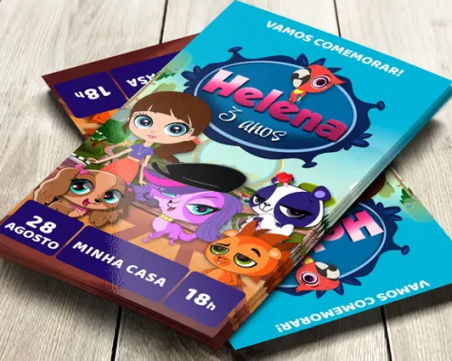 Convite Impresso Littlest Pet Shop