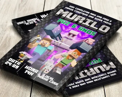 Convite Impresso Minecraft