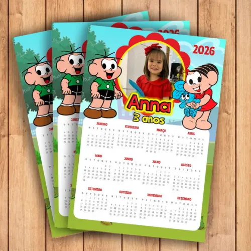 Calendário Turma da Mônica 2026 (imã de Geladeira)