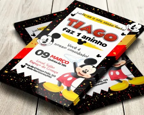 Convite de Aniversário Digital Mickey