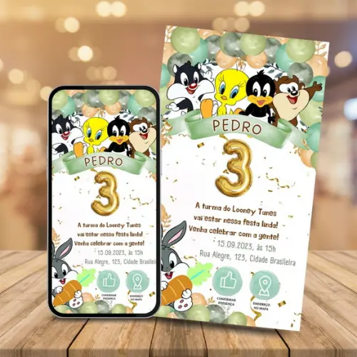 Convite Digital Interativo Looney Tunes
