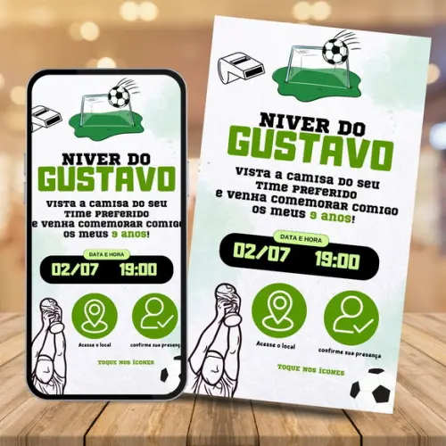 Convite Digital Interativo Futebol