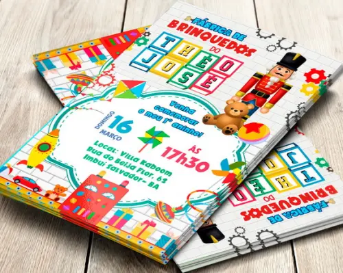 Convite Impresso Fábrica de Brinquedos