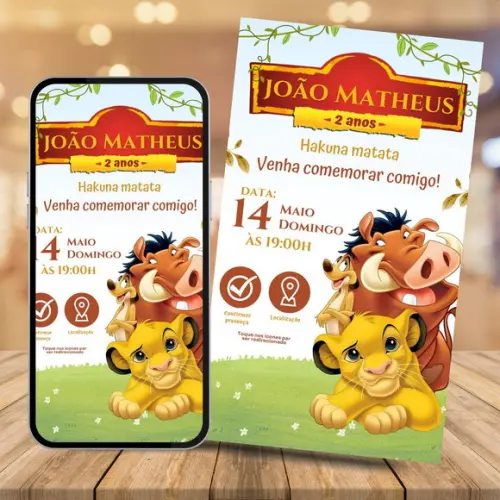 Convite Digital Interativo Rei Leão
