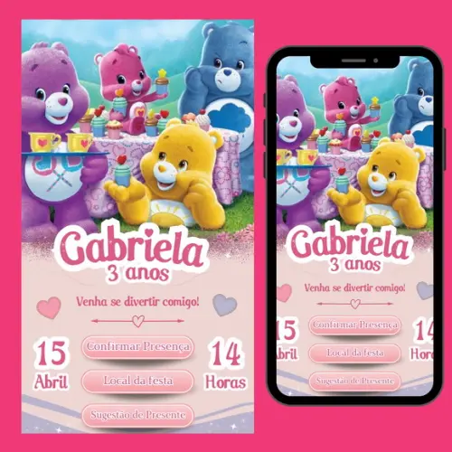 Convite Digital Interativo Ursinhos Carinhosos