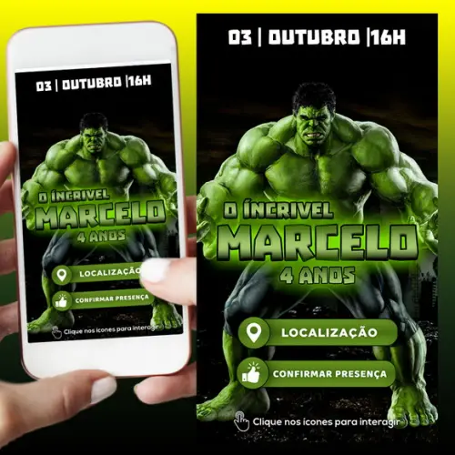 Convite Digital Interativo Hulk