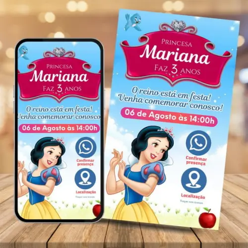 Convite Digital Interativo Branca de Neve