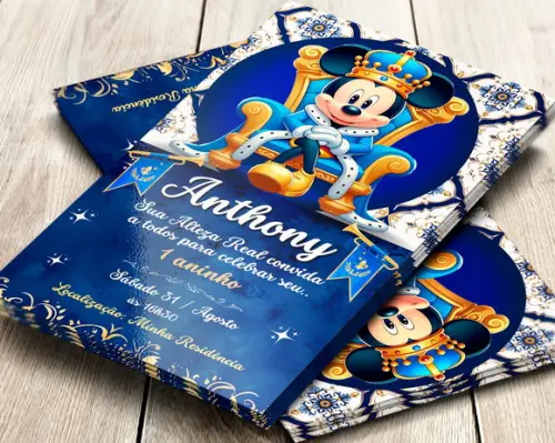 Convite Impresso Mickey Realeza