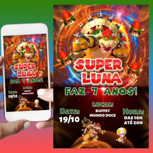 Convite de Aniversário Digital-bowser