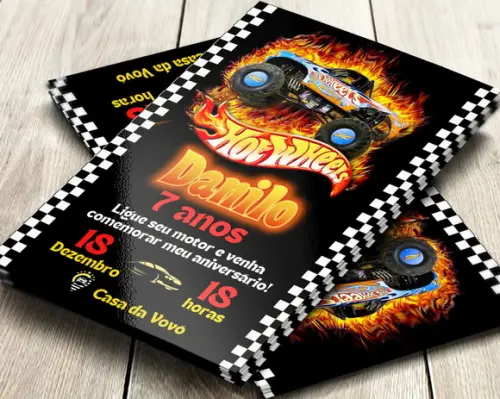 Convite Impresso Hot Wheels