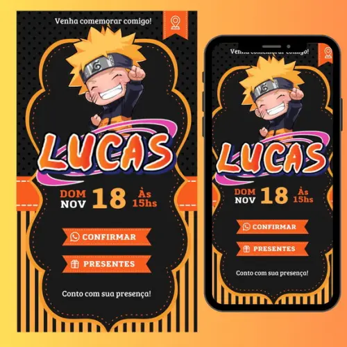 Convite Digital Interativo Naruto