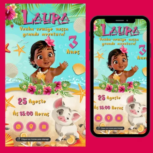 Convite Digital Interativo Moana