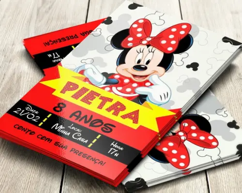 Convite Impresso Minnie Vermelha