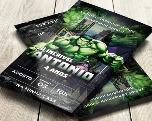 Convite Impresso Hulk