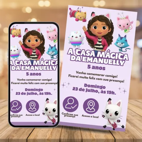 Convite Digital Interativo Casa Mágica da Gabby
