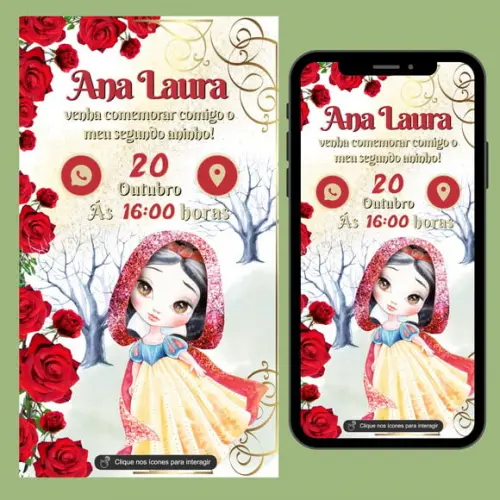 Convite Digital Interativo Branca de Neve