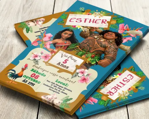 Convite Digital Moana Adulta