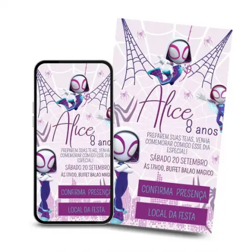 Convite Digital Interativo Gwen Stacy