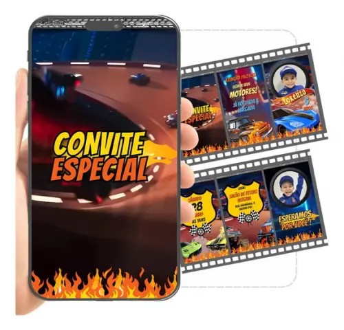 Convite Animado Hot Wheels