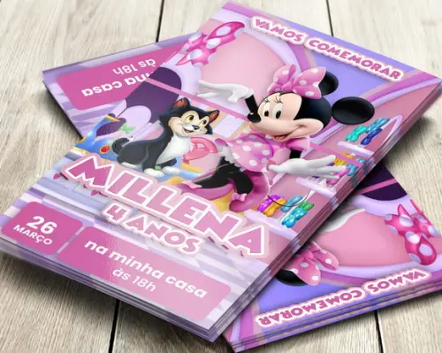 Convite Impresso Minnie Rosa