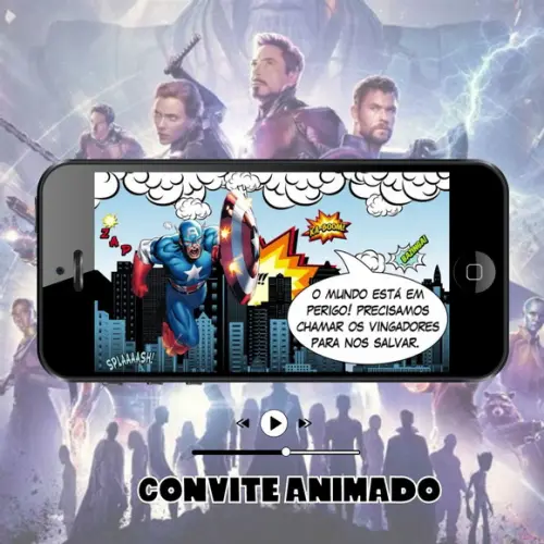 Convite de Aniversário Animado- Vingadores