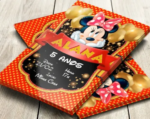 Convite Impresso Minnie Vermelha