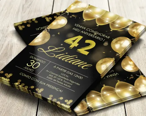 Convite Impresso Dourado