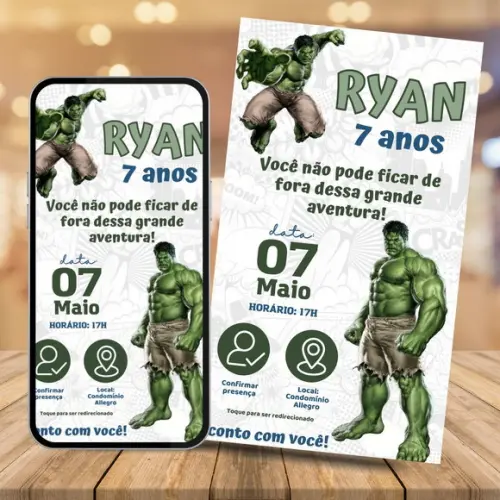 Convite Digital Interativo Hulk
