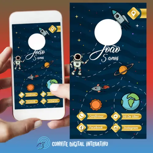 Convite Digital Interativo Astronauta