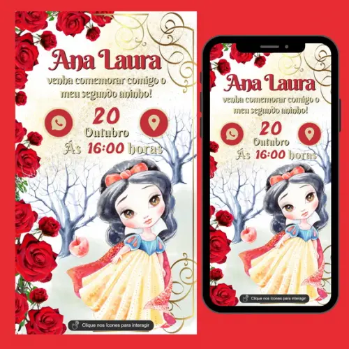 Convite Digital Interativo Branca de Neve