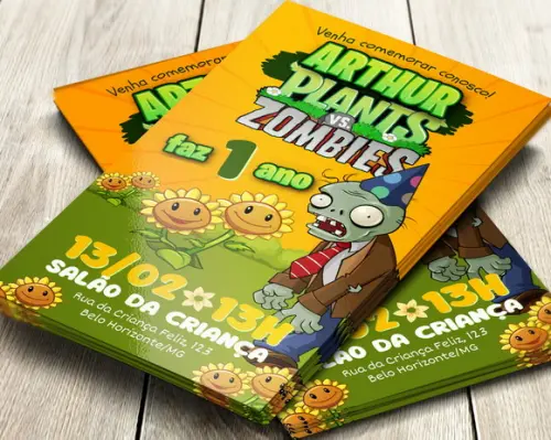 Convite Impresso Plants Vs. Zombies