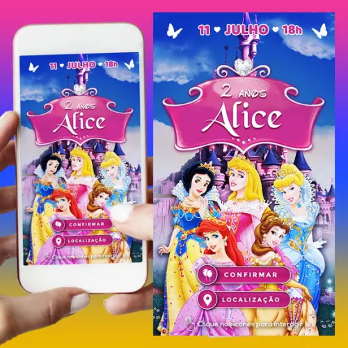Convite Digital Interativo Princesas da Disney