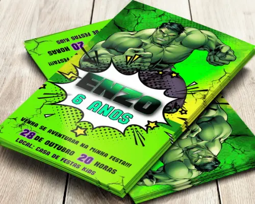 Convite Impresso Hulk