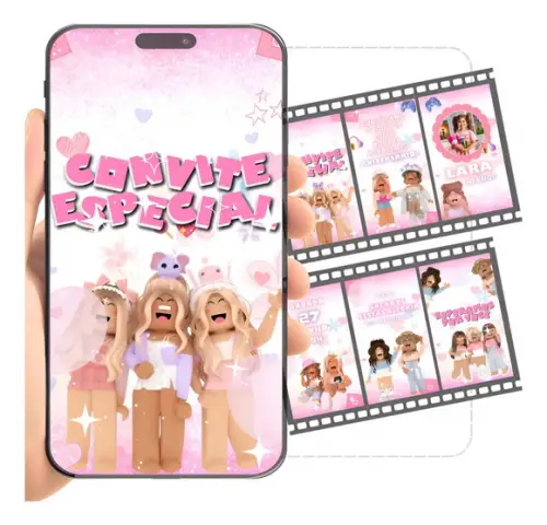 Convite Animado Roblox Meninas