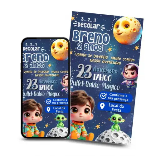Convite Digital Interativo Astronauta