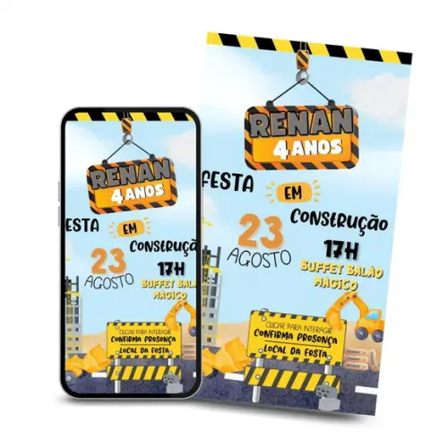 Convite Digital Interativo Construção