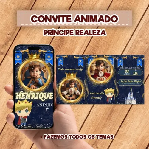 Convite Animado Príncipe Realeza