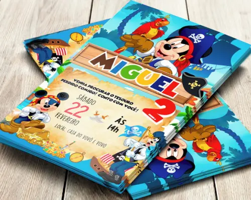 Convite Impresso Mickey Pirata