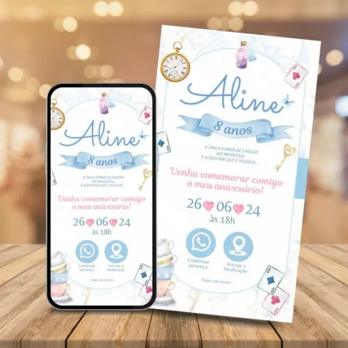 Convite Digital Interativo Alice no País das Maravilhas