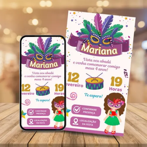 Convite Digital Interativo Carnaval