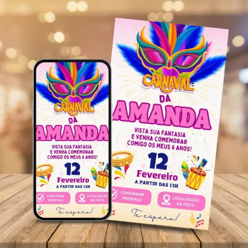 Convite Digital Interativo Carnaval