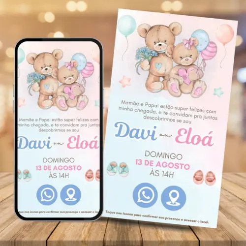 Convite Digital Interativo Chá Revelação