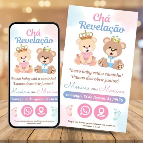 Convite Digital Interativo Chá Revelação