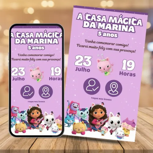 Convite Digital Interativo Casa Mágica da Gabby