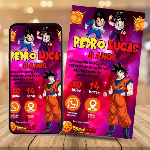 Convite Digital Interativo Dragon Ball Z
