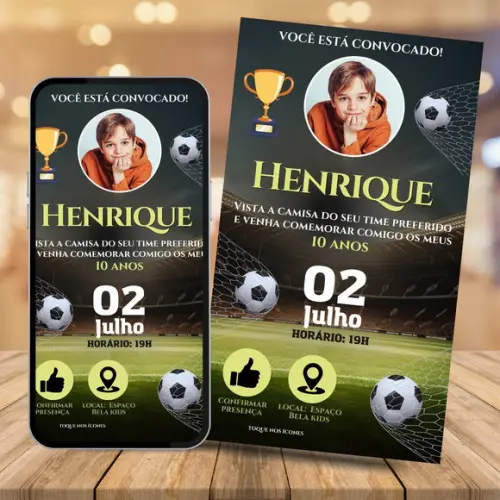 Convite Digital Interativo Futebol