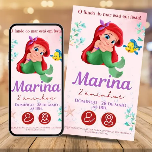 Convite Digital Interativo Ariel Baby