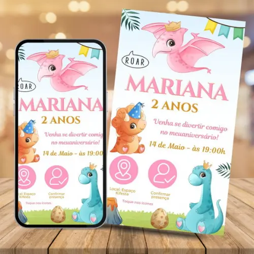 Convite Digital Interativo Dino Baby