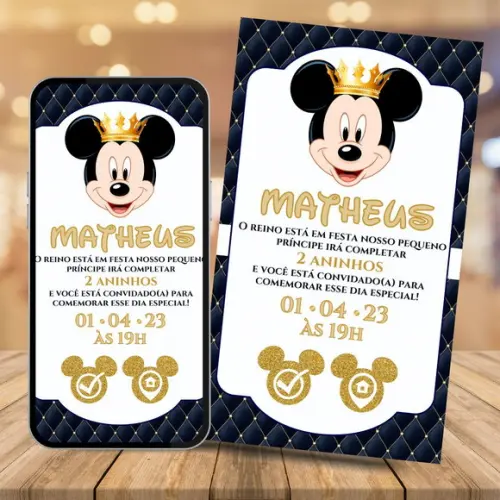 Convite Digital Interativo Mickey Realeza